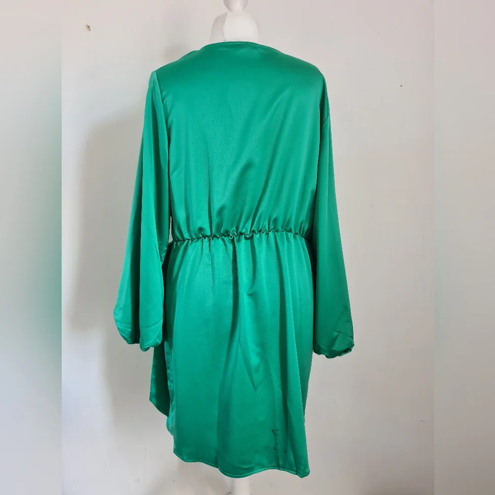 River Island green wrap satin mini dress size 18 NWT plus size - Picture 5 of 13